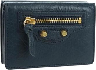 Balenciaga Pre-owned Vintage Trifold Portemonnee - Dames - Vintage Accessoires - Blauw - ONE Size - Leer - Vintage