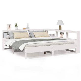 Berkfield Home Bookcase Bed without Mattress White 180x200 cm Solid Wood Pine | Size: Super King