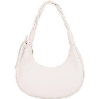Mali + Lili Brianna Soft Bow Faux Leather Crescent Shoulder Bag in Ivory at Nordstrom
