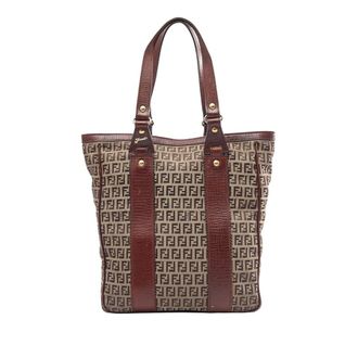 Fendi Pre-owned Fendi Leather Trimmed Zucchino Canvas Tote Ladies J6Y6RHJYO6HEL6GG