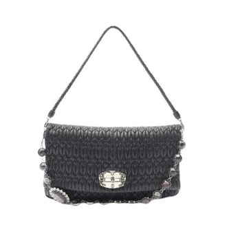 Miu Miu Pre-owned Shoulder Bags, female, Black, Size: ONE SIZE Pre-owned Nappa Crystal Matelasse Leather Shoulder Bag