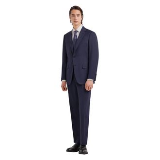 Canali Impeccabile Pure Wool Regular-Fit Suit With Microcheck - male - Canali - Single Breasted Suits - Blue - 4XL - Suits