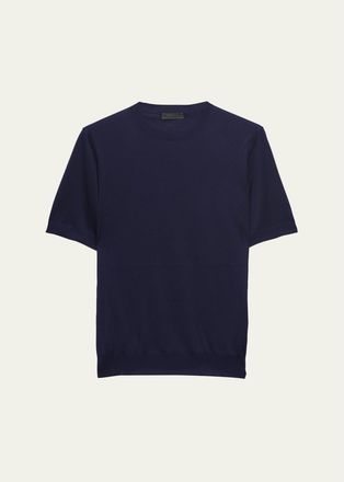 Prada Mens Silk Knit Short-Sleeve Crewneck Sweater