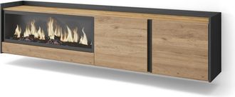 Skraut Home Skraut Home - Mueble Tv, Televisi&oacute;n, Muebles De Sal&oacute;n, Almacenaje, 212x35x50cm, Para Tv Hasta 80, Chimenea El&eacute;ctrica Xxl, Colgado, Suspendido, Estilo 