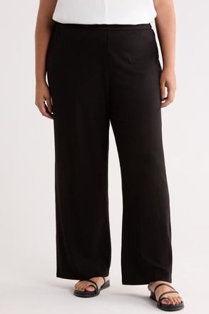 Eileen Fisher Rib Wide Leg Pants in Black at Nordstrom, Size 2X