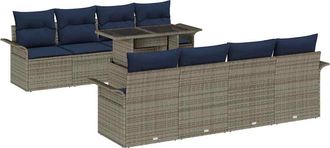 vidaXL Conjunto De Sof&aacute; De Jard&iacute;n 8 Uds. Gris Rat&aacute;n Sint&eacute;tico Vidaxl