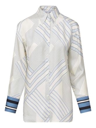 Veronica Beard Blouse van zijdeblend met geometrische strepen - Beige