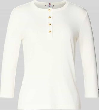 Tommy Hilfiger Slim Fit T-Shirt aus reiner Baumwolle in Ecru, Gr&ouml;&szlig;e XL