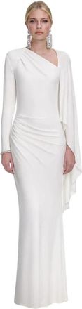 Self Portrait Jersey Maxi Jurk met Plooi - Dames - Avondkleed - Wit - 2XS - Kleedjes