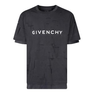 Givenchy T-Shirts, male, Black, 2XS, Black Destroyed Logo Tee