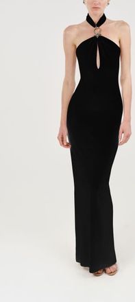 Nocturne Cut-Out Detail Embellished Maxi Dress in Black at Nordstrom, Size X-Small