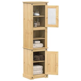 Berkfield Home Bathroom Cabinet Corona 50x40x185 cm Solid Wood Pine in Brown | Size: 50 x 40 x 185 cm
