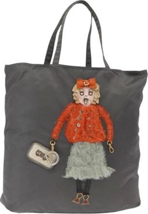 Prada Pre-owned Tote Bags, female, Gray, Size: ONE SIZE Pre-owned Vintage Nylon Tote Bag