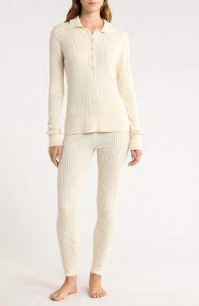 Papinelle Sleepwear Colette Cozy Cotton Blend Rib Pajamas in Biscuit at Nordstrom Rack, Size Xx-Large