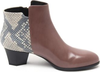 Hogan Enkellaars met ritssluiting en externe hak - Dames - Laarzen met Hak - Bruin - 36 1/2 EU - Leer - Schoenen