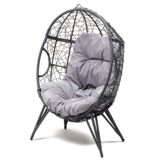 Concept Usine Sill&oacute;n huevo con soporte de resina gris con efecto rat&aacute;n