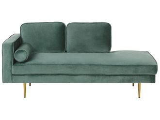Beliani Chaise longue izquierdo terciopelo verde menta