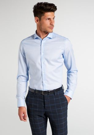 Eterna Langarmhemd ETERNA SLIM FIT, Herren, Gr. 45, Normalgr&ouml;ssen, blau (hellblau), 98% Baumwolle, 2% Elastodien, schmal, Manschette, Hemden Langarmhemd, NON