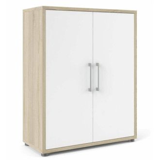 Dmora Dmora - Credenza Warszawa, Buffet da soggiorno, Madia da salotto, Dispensa da cucina, 89x40 h113 cm, Quercia e Bianco