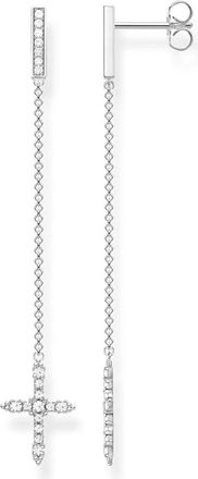 Thomas Sabo Kruis Zilveren- Witte Oorbellen - Dames - Oorbellen - Grijs - ONE Size - Accessoires