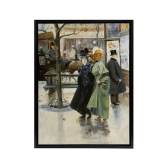 Artery8 Abel Truchet On the Boulevards Parisian Street View Framed Canvas Art | Size: W24 x H32