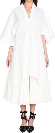 Jacquemus White V Neck Midi Dress