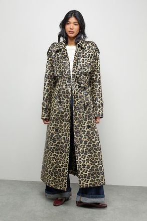 Warehouse Leopard Print Trench Coat at Nordstrom, Size 6