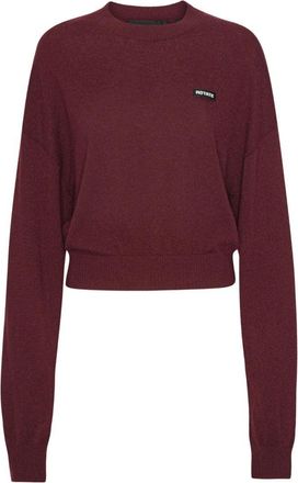 Rotate Cropped Burgundy Sweater With Ribbed Hem