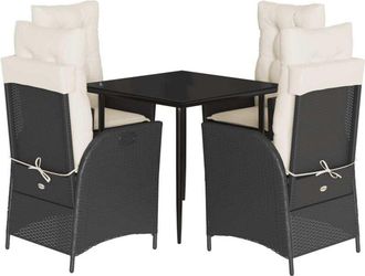 vidaXL Vidaxl - Set De Muebles Jard&iacute;n 5 Pzas Con Cojines Rat&aacute;n Sint&eacute;tico Negro