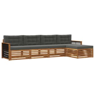 vidaXL Conjunto De Sof&aacute;s De Exterior 5 Pcs Natural Y Antracita Vidaxl
