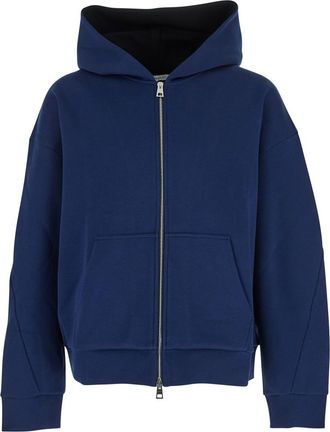 Givenchy Blue Hoodie With Fixed Hood And Logo Lettering On The Front In Cotton Blend Man