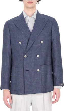 Barba Double-breasted Tailored Woven Jacket - male - Barba - Blazers - Blue - 2XL - Suits