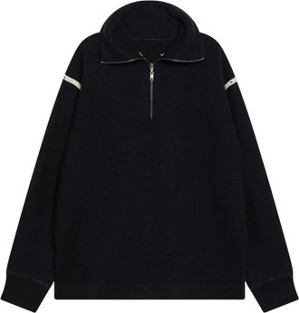 Maison Margiela Trui met kwartritsluiting en elleboogpatches - Heren - Sweatshirts & Hoodies - Blauw - Maat: L Denim