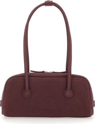 Marge Sherwood boston Bordeaux Shoulder Bag With Embossed Logo Lettering On The Front In Leather Woman