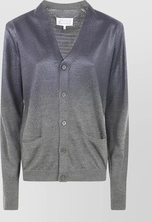 Maison Margiela v neck cardigan front pockets shimmer