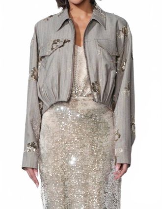 Greylin Brielle Sequin Embroidered Jacket In Taupe