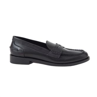 Closed Womens Almond Toe Low Block Heel Loafers In Black