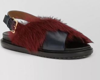 Marni leather fur-lined fussbett sandals
