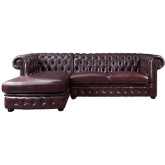 Vente-Unique Vente-unique - Divano angolare chesterfield 100% pelle di bufalo Cherry Angolo a sinistra - brenton