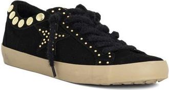 Shushop Pandora Studded Low Top Sneaker in Black Suede at Nordstrom, Size 7.5
