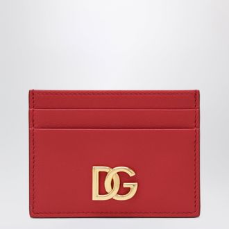 Dolce & Gabbana Red leather card holder with DG logo