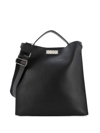 Fendi Peekaboo X-Lite Fit Bag Leather with Zucca Embossed Detail satchel - Nero