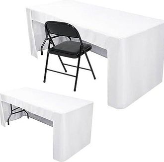 OEM Mantel El&aacute;stico (1 Unidad), Mantel Rectangular Lavable Y Resistente A Las Arrugas Para Ferias Comerciales, 183 X 76 X 76 Cm (6 Pies), Blanco