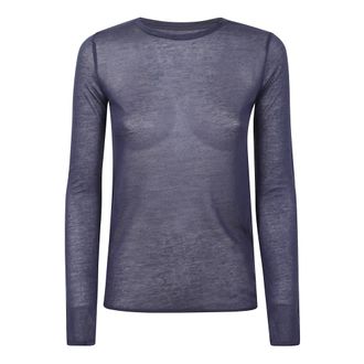 Majestic Filatures Blauwe Micromodal Cashmere T-shirts en Polos - Dames - Longsleeves - Blauw - S - Kasjmier - Tops