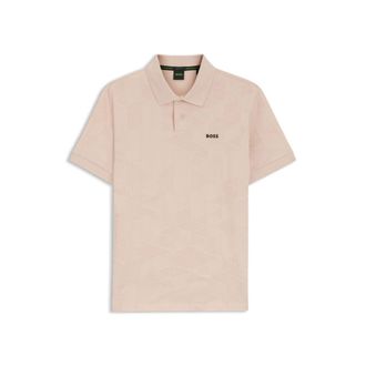 BOSS Regular-fit cotton knit polo with 3D jacquard design