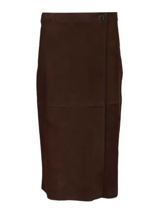 P.A.R.O.S.H. P. A.R. O.S. H.-Suede Midi Skirt Gonne Marrone-Donna