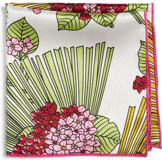 Clifton Wilson Lime & Maroon Floral Silk Pocket Square at Nordstrom