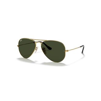 Ray-Ban Aviator Havana Collection Sonnenbrillen Arista Gold Fassung Gr&uuml;n Glas 62-14