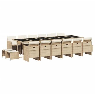 vidaXL Set da Pranzo da Giardino 17 pz con Cuscini Beige in Polyrattan - Vidaxl