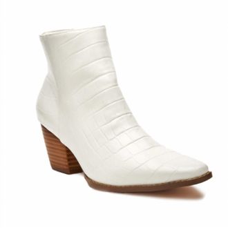 Matisse Footwear Womens Spade Booties In White Croc Vegan Leather